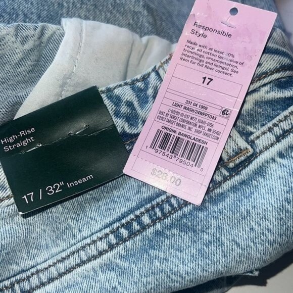 Wild Fable Light Wash High-Rise Straight Jeans Womens Size 17 NWT - Picture 8 of 16